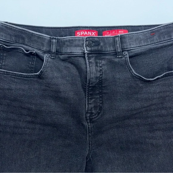 Spanx Wide Leg Jeans Womens Size 1X Regular Heavy Black Stretch Denim 37x28 - Picture 4 of 16